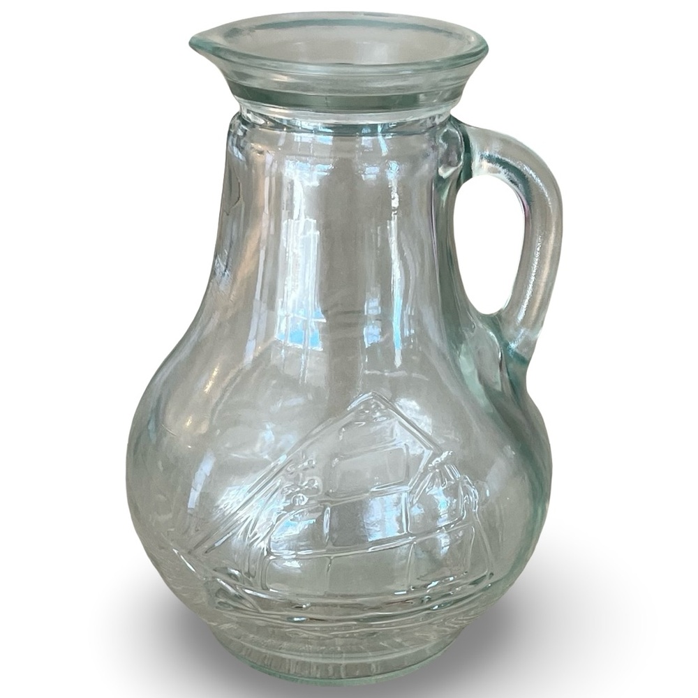 Vintage Atlas Clear Glass Syrup/Creamer Pitcher Clipper Ship On Both Sides